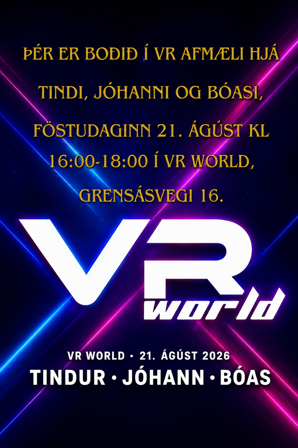 Boðskort í VR afmæli